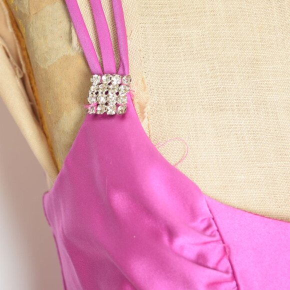 vintage Y2K party dress Jessica McClintock fuchsia satin short prom mini XS - Picture 4 of 9